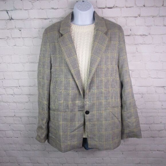 NWT Bershka Straight Cut Plaid Houndstooth Blazer - Picture 1 of 4